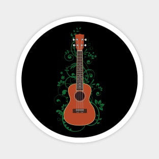 Mahogany Ukulele Flowering Vines Magnet